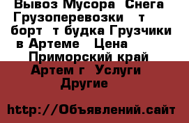 Вывоз Мусора .Снега, Грузоперевозки 3 т 4W/D-борт,5т-будка Грузчики в Артеме › Цена ­ 300 - Приморский край, Артем г. Услуги » Другие   